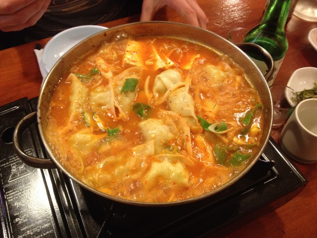 Kimchi dumpling soup